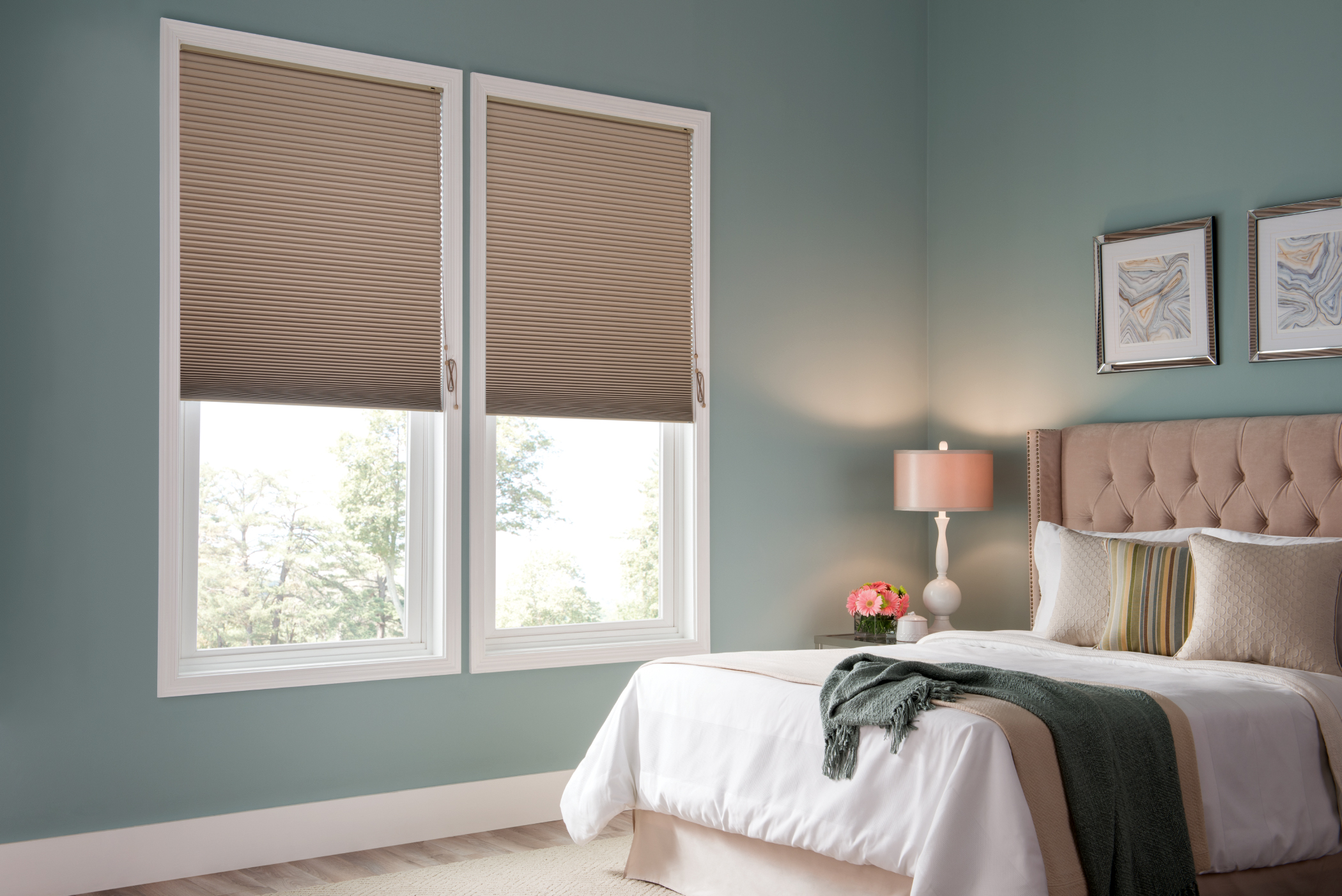 cellular window shades in bedroom
